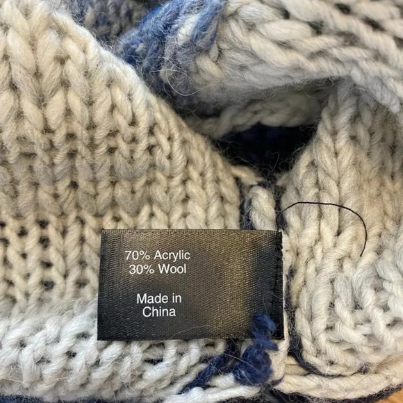 Lane Bryant | Blue Cream Wool Blend Button Front Cardigan Sweater O/S Plus Size - Picture 6 of 7